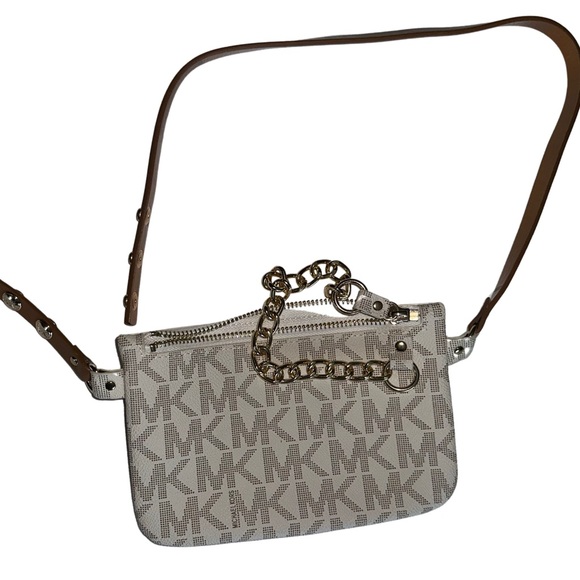 MICHAEL KORS MK Signature Belt Bag Pouch-Fanny Pack with Gold Chain - Picture 6 of 12